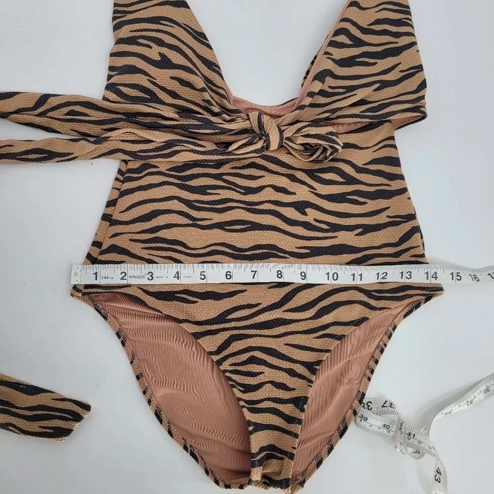 AERIE Tiger Stripe One Piece swimsuit full coverage booty Convertible small long - Picture 7 of 9